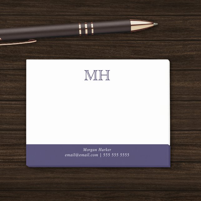 Post-it® Initiales de base propres Bleu foncé blanc (Créateur téléchargé)