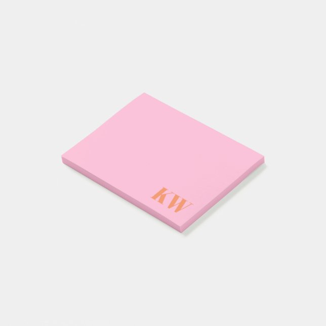 Post-it® Initiales de monogramme rose orange moderne person (Incliné)