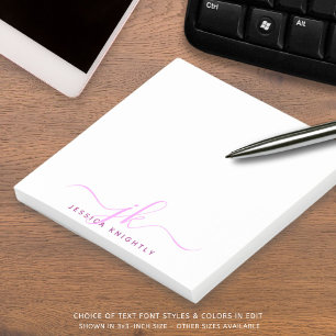 Post-it® Initiales du Monogramme de script rose moderne