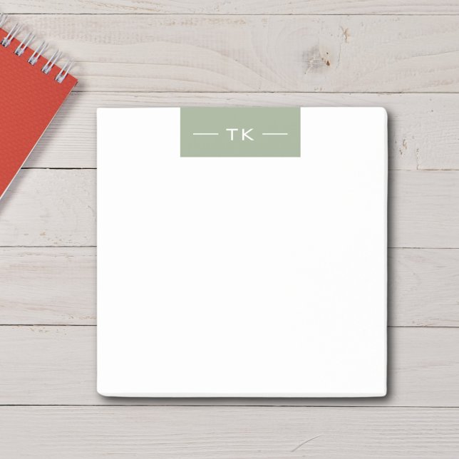 Post-it® Initiales du Monogramme vert de mode moderne (Créateur téléchargé)