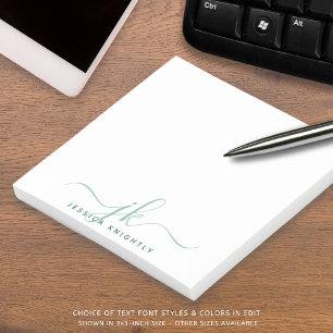 Post-it® Initiales du Monogramme vert moderne