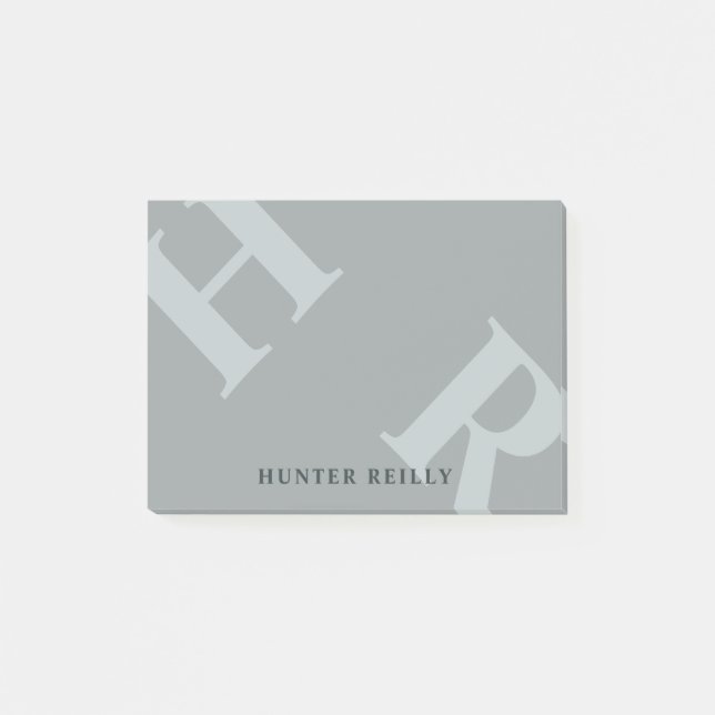 Post-it® Initiales et nom Gris Argent Rapide (Devant)