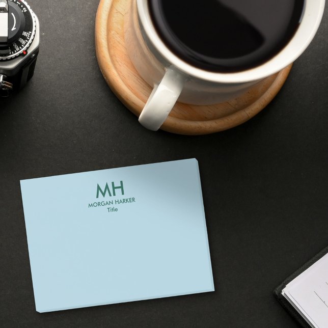 Post-it® Initiales minimales vert bleu propre (Créateur téléchargé)
