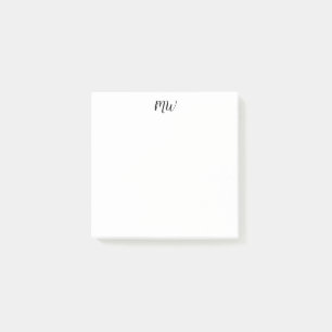 Post-it® Initiales minimalistes de script noir simples