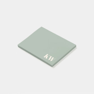 Post-it® Initiales Monogramme Vert Sauge Moderne Personnali