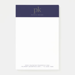 Post-it® Initiales monogrammes minimalistes élégantes en bl
