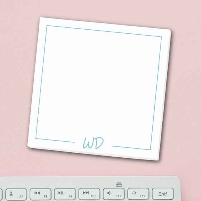 Post-it® Initiales simples de monogramme bleu clair (Créateur téléchargé)