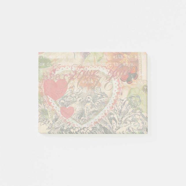 Post-it® Inséparables Heart Red Art Collage (Devant)