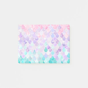 Post-it® Iridescent en pastel de sirène mignonne, rose,
