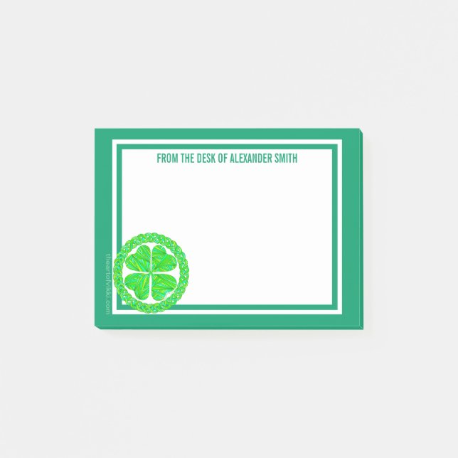 Post-it® Irlandais celtique chanceux de vert de trèfle de (Devant)
