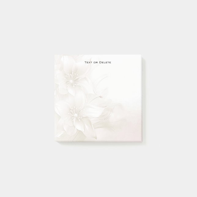 Post-it® Ivory White Flowers Post it Notes (Devant)