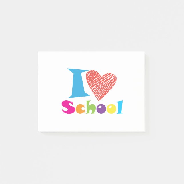 Post-it® J'Aime L'École. Retour À L'École. Cartoon Coeur mi (Devant)