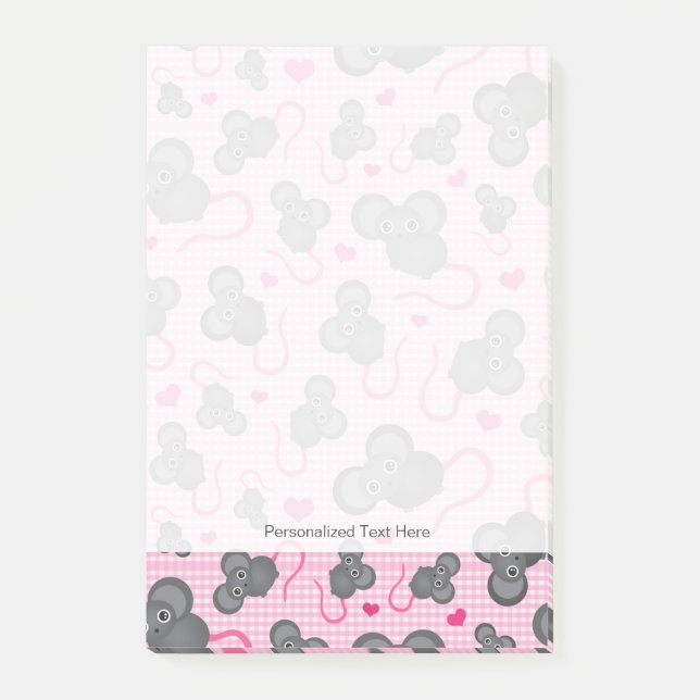 Post-it® J'aime mon motif de souris dans le rose (Devant)