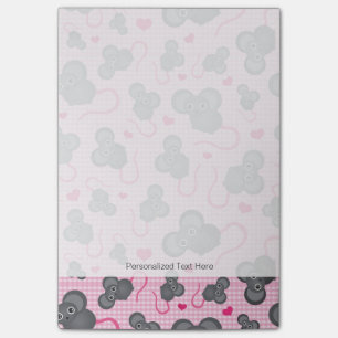 Post-it® J'aime mon motif de souris dans le rose