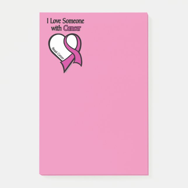 Post-it® J'Aime Quelqu'Un...Coeur/Ruban...Cancer Du Sein (Devant)