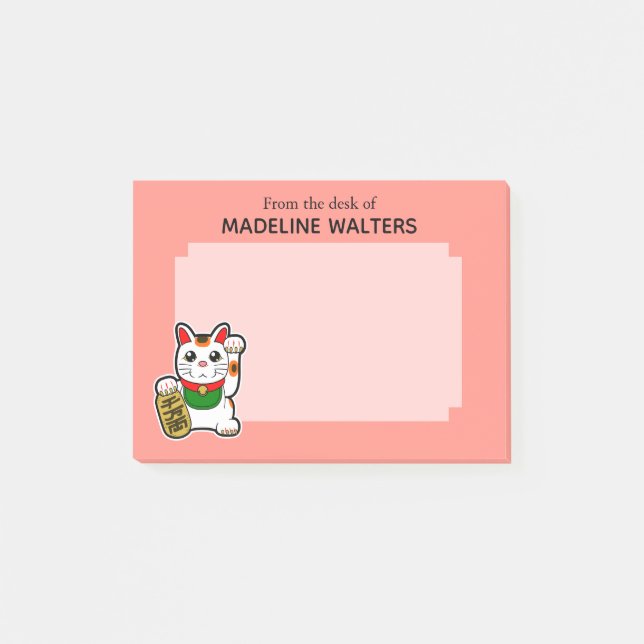 Post-it® Japonais Becking Cat Pink Personnalisé (Devant)