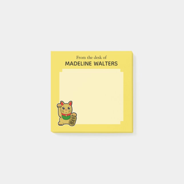 Post-it® Japonais Golden Lucky Chat Personnalisé (Devant)