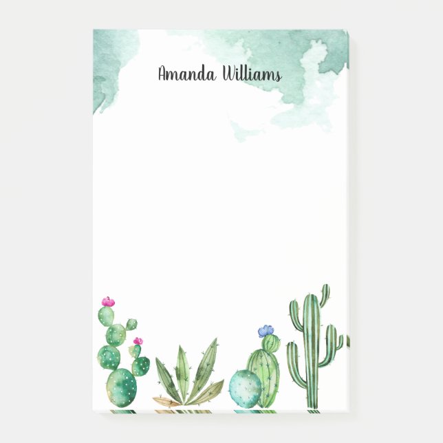 Post-it® Jardin de Cactus Monogramme personnalisé (Devant)