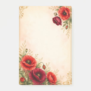 Post-it® Jardin élégant de coquelicots rouges à l'aquarelle