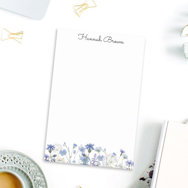 Post-it® Jardin Fleur sauvage bleu aquarelle (In situ Office desk)