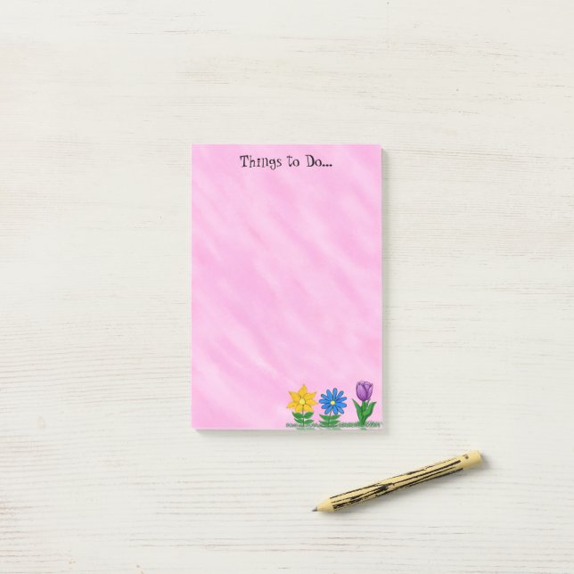 Post-it® Jardin Fleurs choses à faire Rose Post It Noter Pa (Sur un bureau)