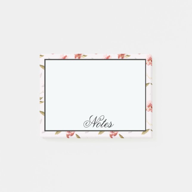 Post-it® Jardin floral d'aquarelle rose (Devant)