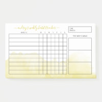 Jaune Aquarelle Laver Hebdomadaire Habit Tracker