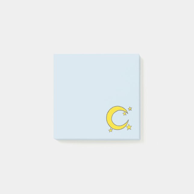 Post-it® Jaune Bleu Nuit Ciel Croissant Lune Étoiles Prom (Devant)