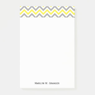 Post-it® Jaune, Gris Dk What Grand Motif Chevron ZigZag