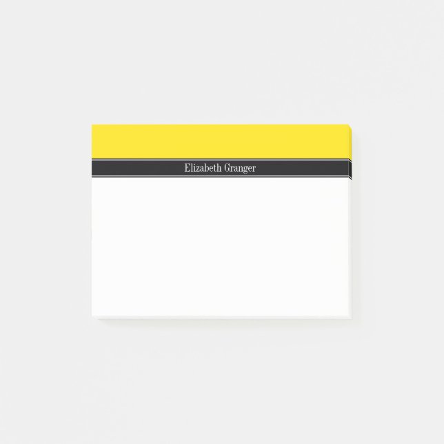 Post-it® Jaune, Noir Nom du ruban Monogramme (Devant)