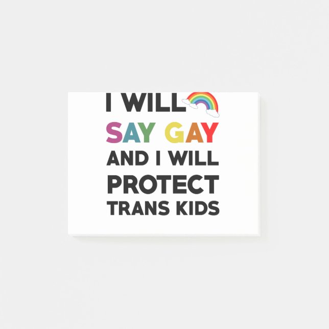 Post-it® Je Dirai Gay Et Je Protégerai Les Enfants Trans Lg (Devant)