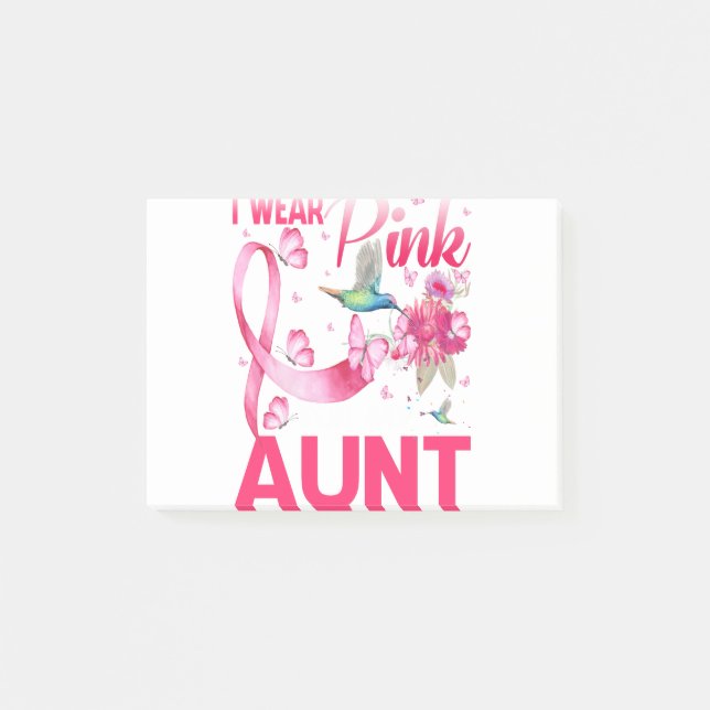 Post-it® Je Porte Du Rose Pour Ma Tante Hummingbird Cancer  (Devant)