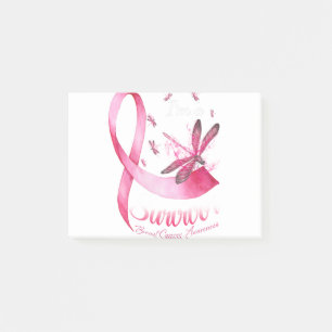 Post-it® Je suis Un Survivant Dragonfly Pink Ribbon Cancer 