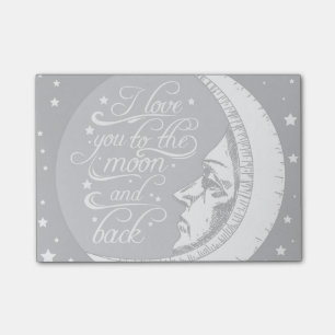 Post-it® Je t'aime à la lune et au dos