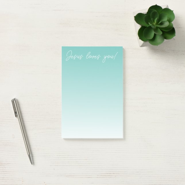 Post-it® Jésus t'aime ! | vert turquoise (Bureau)