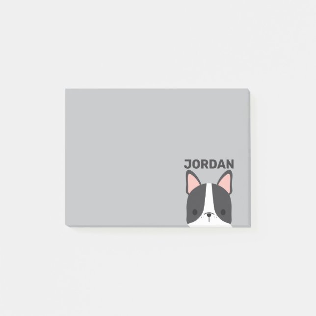 Post-it® Joli Bouledogue Français avec nom personnalisé (Devant)