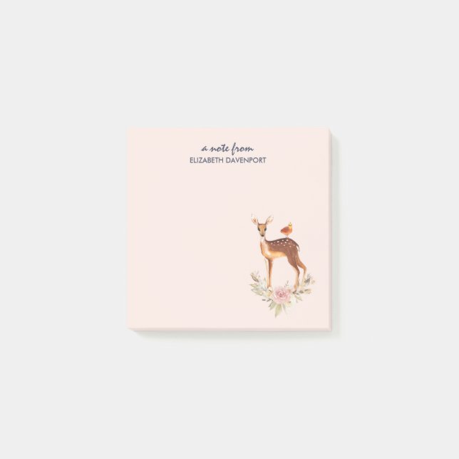 Post-it® Joli Brown avec des oiseaux et des Roses (Devant)
