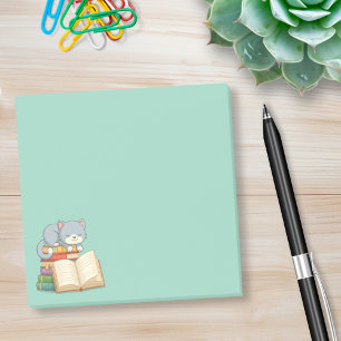 Post-it® Joli chat sur un tas de livres verts