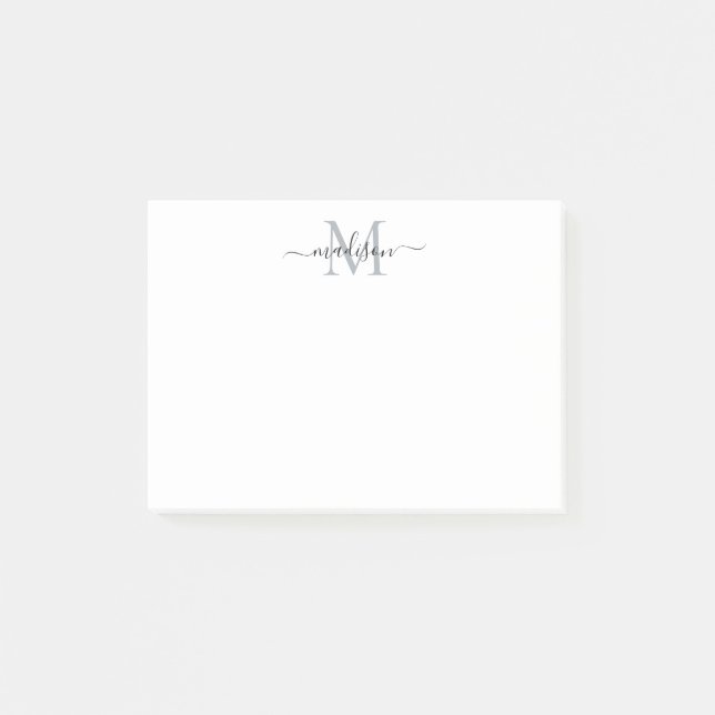 Post-it® Joli Design Chic Girl Script Monogramme Gris Noir (Devant)