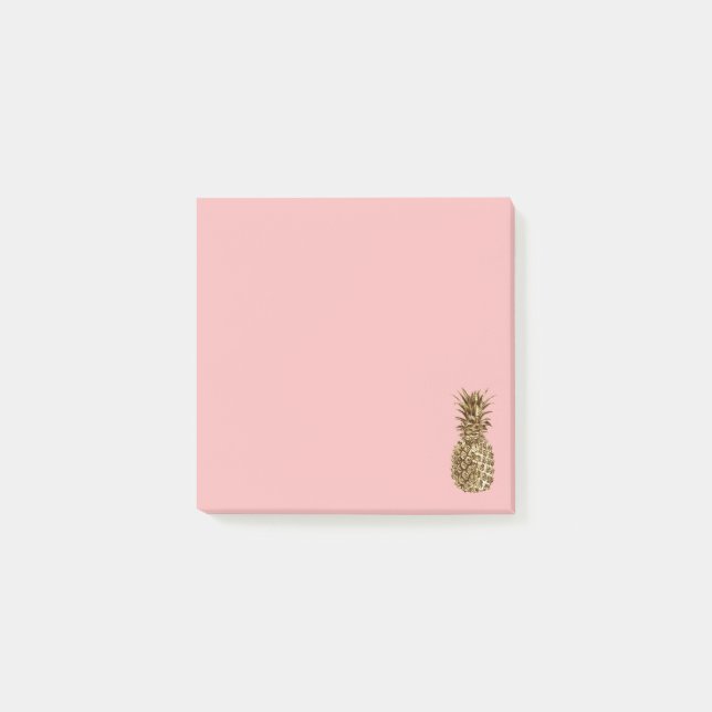 Post-it® Joli élégant or girly & ananas rose pastel (Devant)