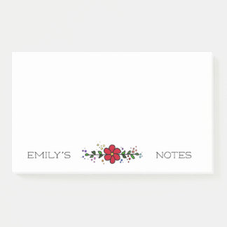 Post-it® Joli feuille de fleurs rouges personnalisées Notes