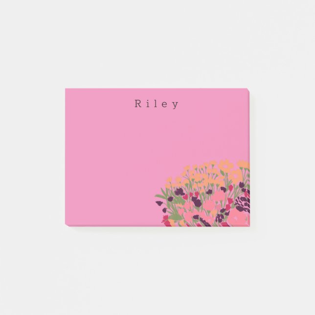 Post-it® Joli floral coloré Fleurissons + Nom personnalisé (Devant)