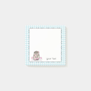 Post-it® Joli Hérisson Texte Personnalisé Bleu Post-it Note