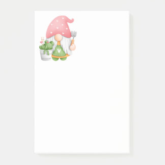 Post-it® Joli jardiner Vert rose Aquarelle Jardin Gnome  
