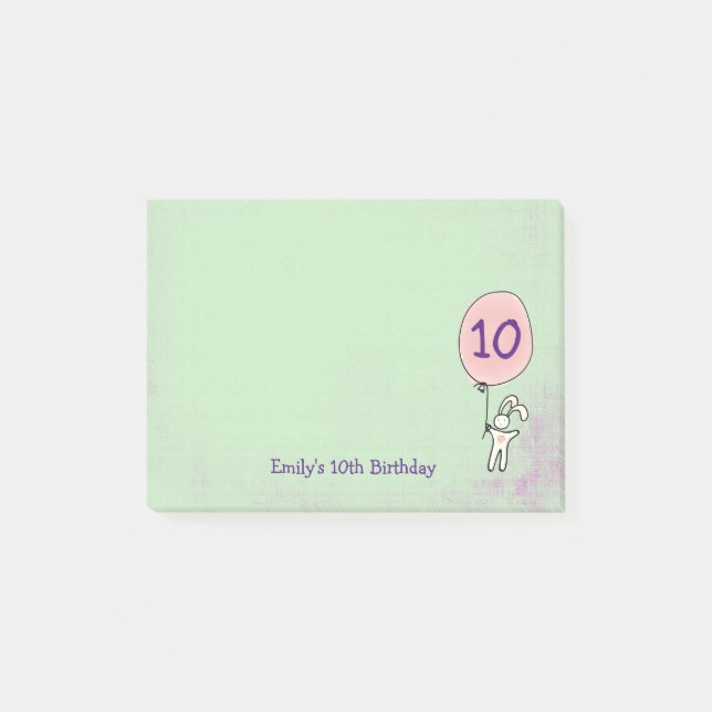 Post-it® Joli Lapin tenant un ballon Anniversaire (Devant)