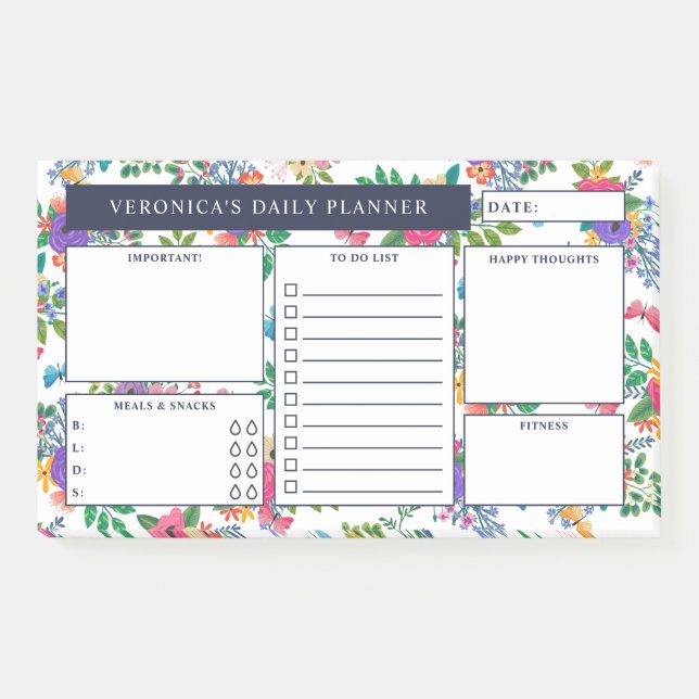 Post-it® Joli modèle floral planificateur quotidien (Devant)