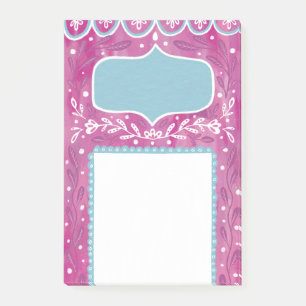 Post-it® Joli motif floral bleu rose. Botanique abstraite