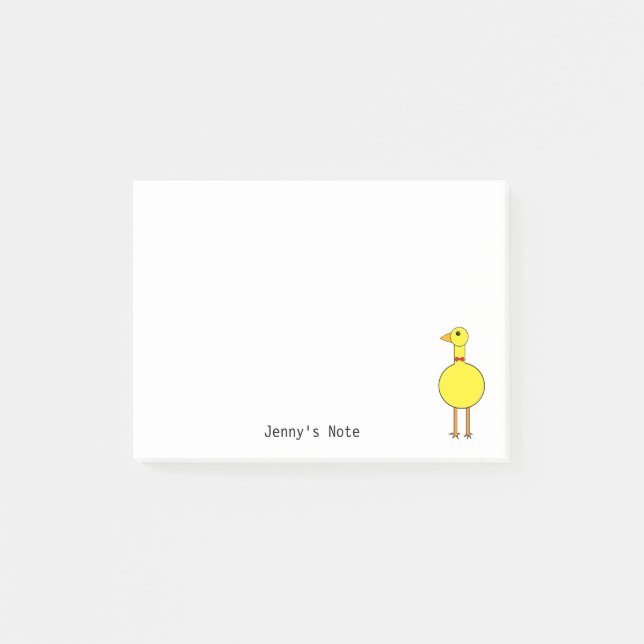 Post-it® Joli Oiseau Jaune Animaux Animaux Caricature Nom p (Devant)