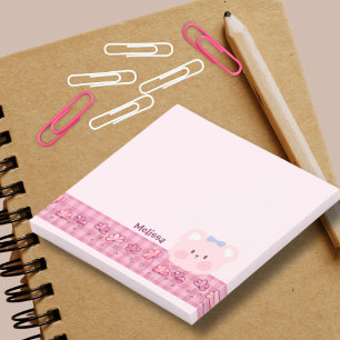 Post-it® Joli Ours Rose Peint à la Main Avec Ruban