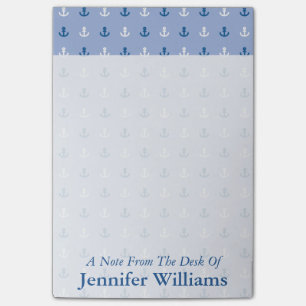 Post-it® Joli petit Motif de Ancre  Ajouter votre nom